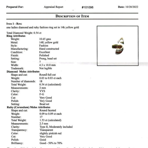 14K Ruby & Diamond Ribbon Ring - Picture 6 of 6